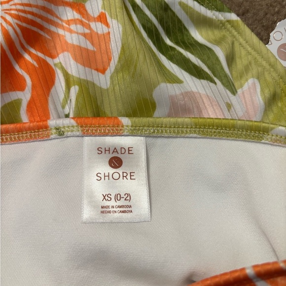 Shade & Shore floral ribbed hi waist bikini bottoms womens size XS NWT - Picture 3 of 3
